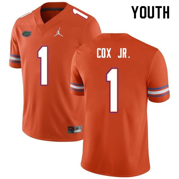 NCAA Florida Gators Brenton Cox Jr. Youth #1 Nike Orange Stitched Authentic College Football Jersey CCT2764HJ